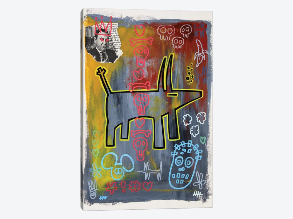 Random Collage No. LV (Yellow Dog) by Well Well 1-piece Canvas Artwork