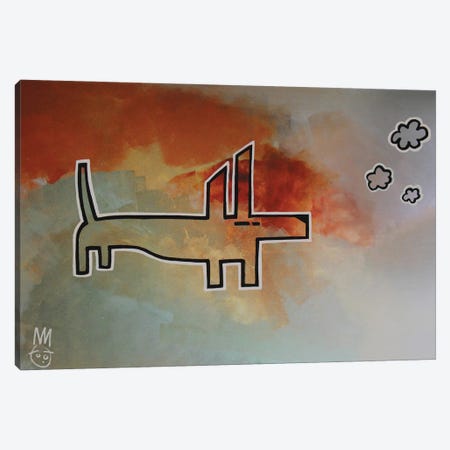 Dog With Clouds, A Study Canvas Print #WLW16} by Well Well Canvas Wall Art