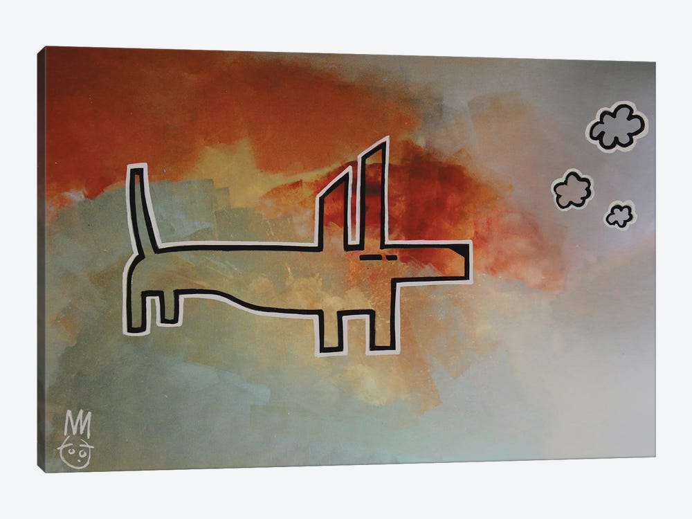 Dog With Clouds, A Study by Well Well 1-piece Canvas Artwork