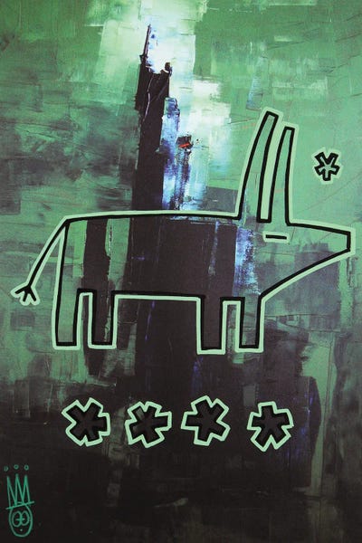 Green (Woof) by Well Well canvas print