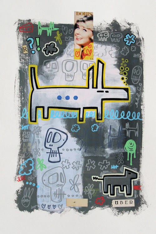 Random Collage No. 543 (Doris, Dogs N' Skulls.) by Well Well  wall art