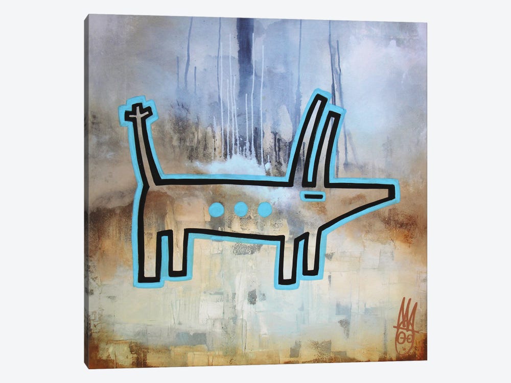 Spotted Blue Dog by Well Well 1-piece Canvas Art Print