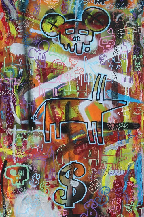 Skull Dog Millionaire by Well Well  wall art