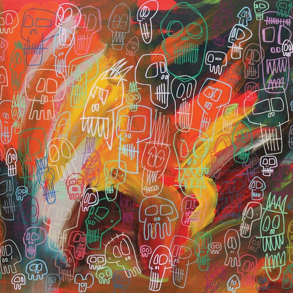 Neo-expressionism: Skull Moshpit by Well Well