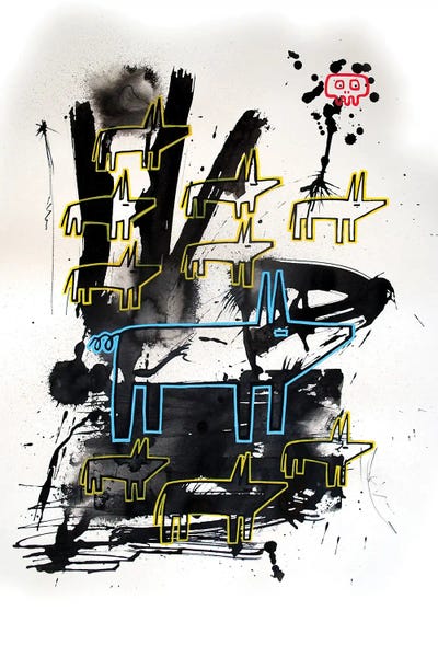 1 Pig 9 Puppies by Well Well canvas print