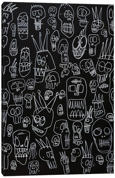 61 Skulls, 1 Magic Bean And A Jellyfish Canvas Art Print - Neo-expressionism