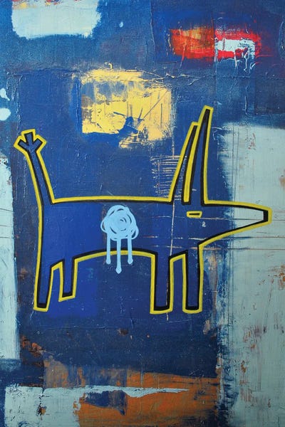 Neo-expressionism: Blue Spotted Dog II by Well Well