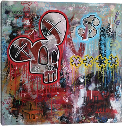Skull Dollar Baby Canvas Art Print - Neo-expressionism
