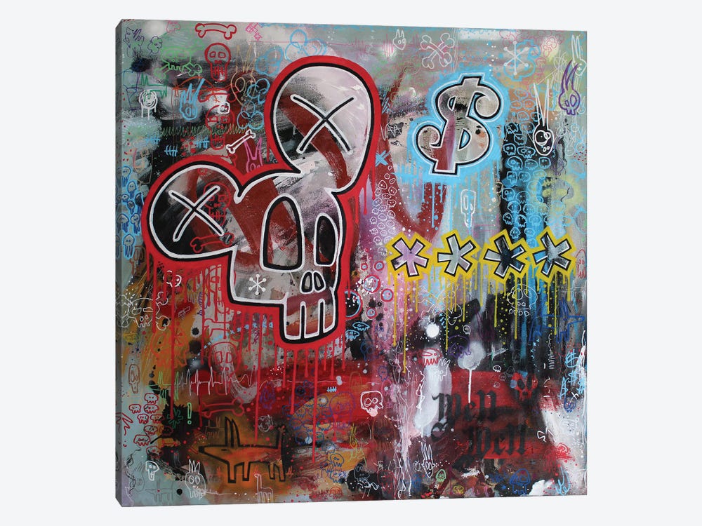 Skull Dollar Baby by Well Well 1-piece Canvas Wall Art
