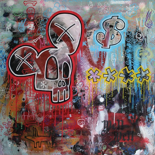 Neo-expressionism: Skull Dollar Baby by Well Well