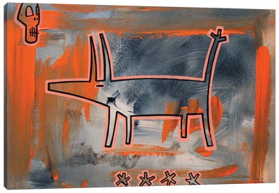 Orange **** Dog (Skull Is The New Dog.) Canvas Art Print - Neo-expressionism