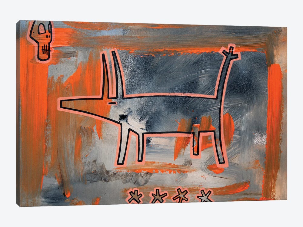 Orange **** Dog (Skull Is The New Dog.) 1-piece Canvas Art Print