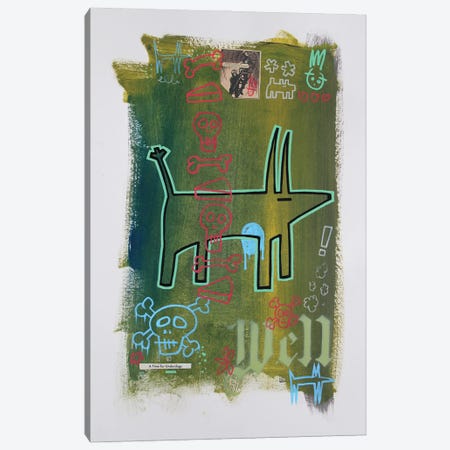 Green Under Dog Canvas Print #WLW7} by Well Well Canvas Art