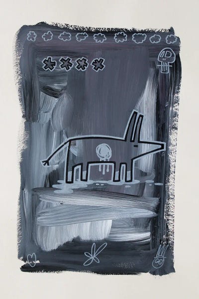 Love Woof (Grey Spotted Dog) by Well Well acrylic art print