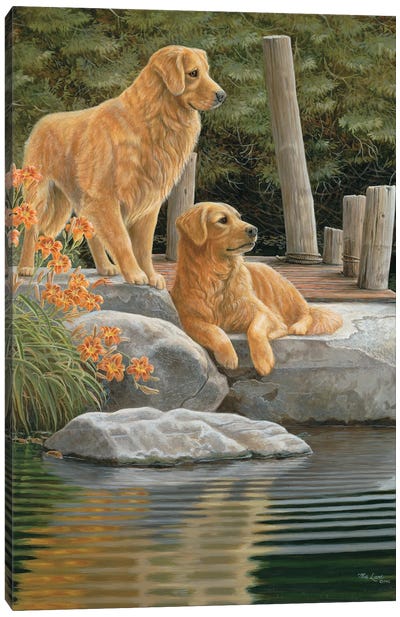 Companions-Golden Retrievers Canvas Art Print - Golden Retriever Art