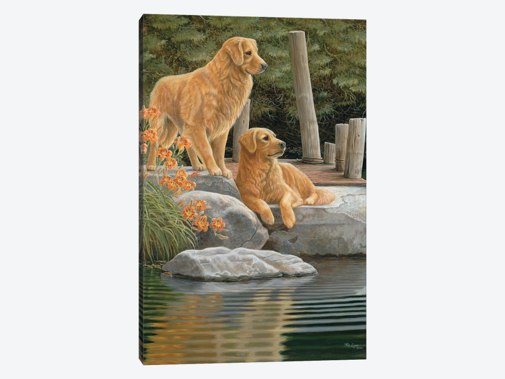 Companions-Golden Retrievers by Mia Lane 1-piece Canvas Artwork