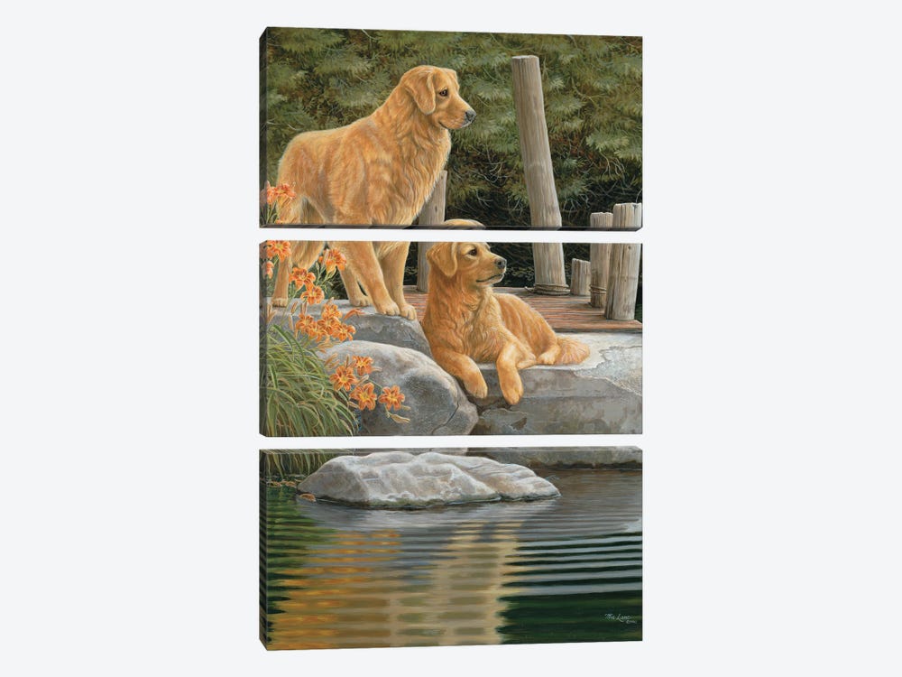 Companions-Golden Retrievers by Mia Lane 3-piece Canvas Art