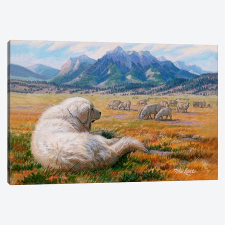 He Watches Over Me-Great Pyrenees Canvas Print #WML19} by Mia Lane Art Print