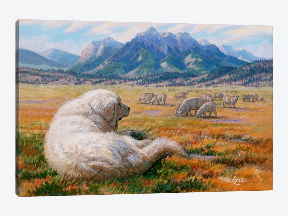 He Watches Over Me-Great Pyrenees by Mia Lane 1-piece Art Print