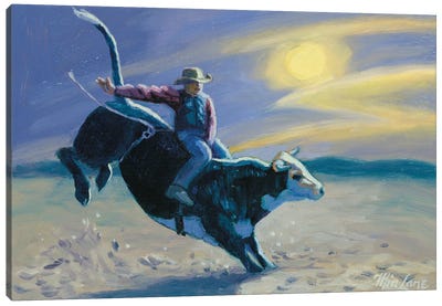 Midnight Cowboy Canvas Art Print - Cloudy Sunset Art