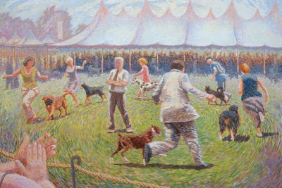 Round Once Again-Dog Show by Mia Lane framed canvas print