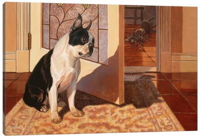 Wasn't Me-Boston Terrier Canvas Art Print - Door Art