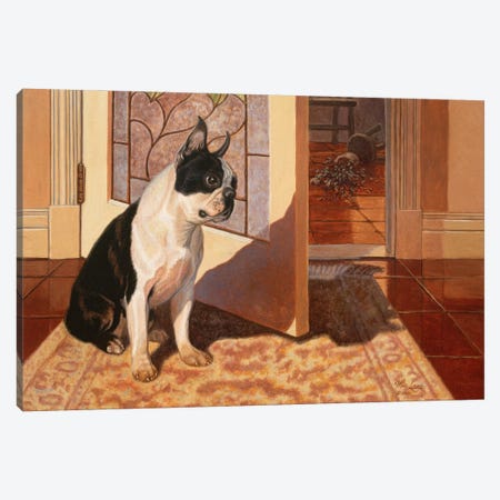 Wasn't Me-Boston Terrier Canvas Print #WML54} by Mia Lane Canvas Artwork