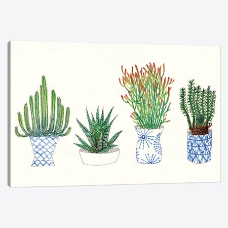 Four Succulents I Canvas Print #WNG11} by Melissa Wang Canvas Artwork