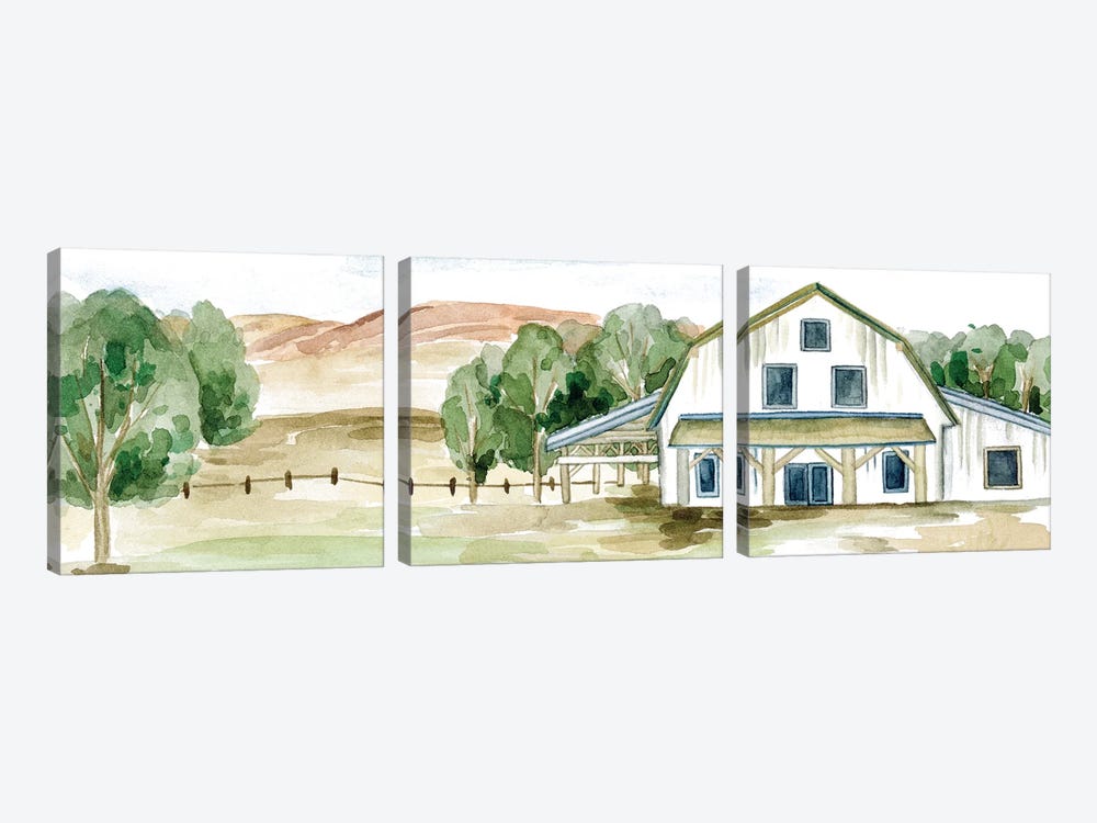 Farmhouse Landscape II by Melissa Wang 3-piece Canvas Print