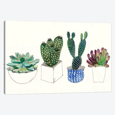 Four Succulents II Canvas Print #WNG12} by Melissa Wang Canvas Artwork
