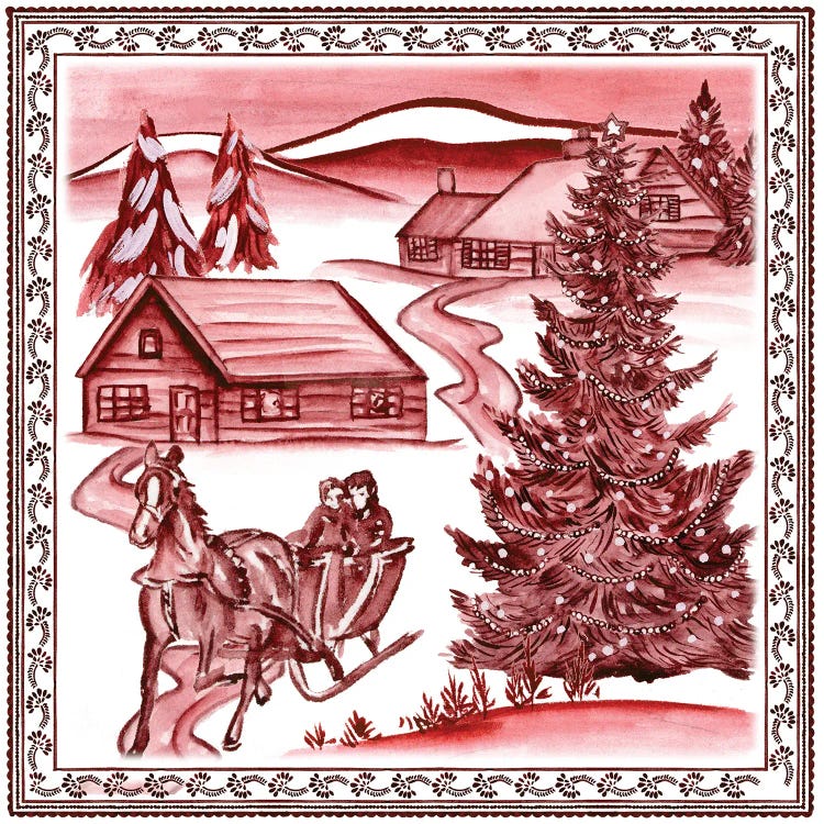 Christmas Wonderland Toile II by Melissa Wang wall art