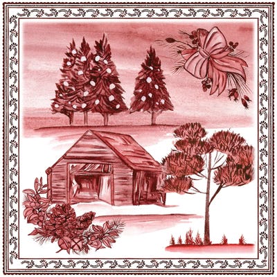 Christmas Wonderland Toile III by Melissa Wang framed wall art