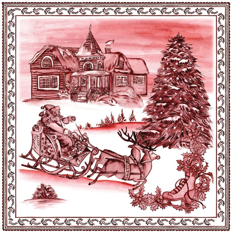 Christmas Wonderland Toile IV by Melissa Wang wall art