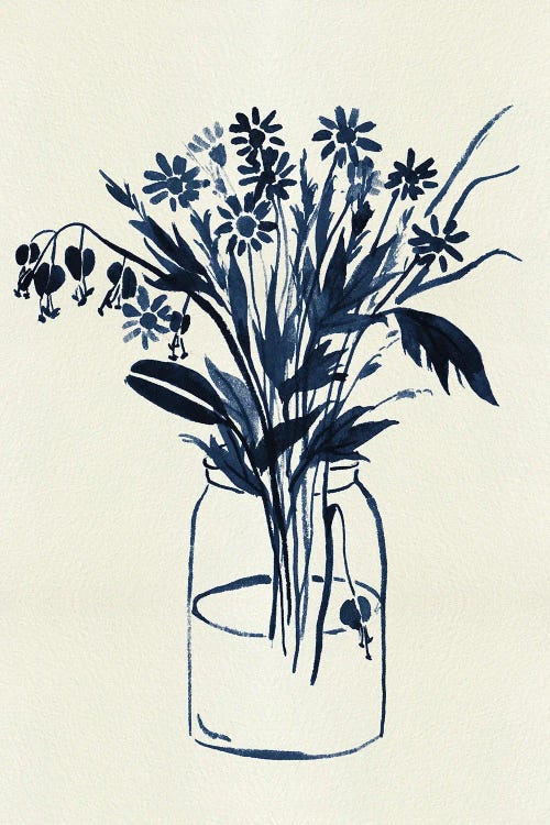 Indigo Floral Vase II