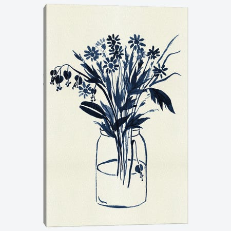 Indigo Floral Vase II Canvas Print #WNG1609} by Melissa Wang Canvas Wall Art