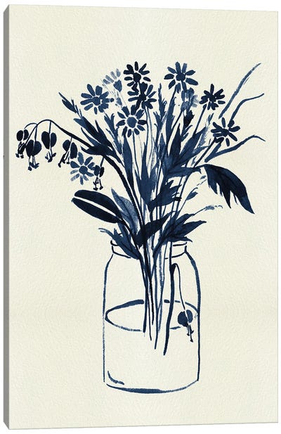 Indigo Floral Vase II Canvas Art Print - Melissa Wang