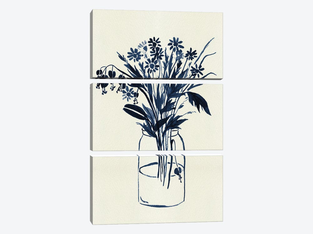 Indigo Floral Vase II by Melissa Wang 3-piece Canvas Artwork