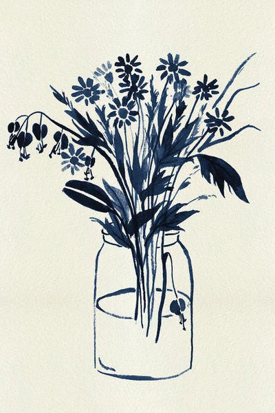 Modern Farmhouse Décor: Indigo Floral Vase II by Melissa Wang