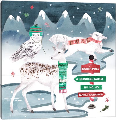 North Pole Friends III Canvas Art Print - Reindeer Art