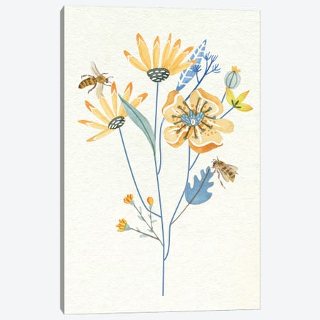 Honey Bees I Canvas Print #WNG1634} by Melissa Wang Canvas Artwork