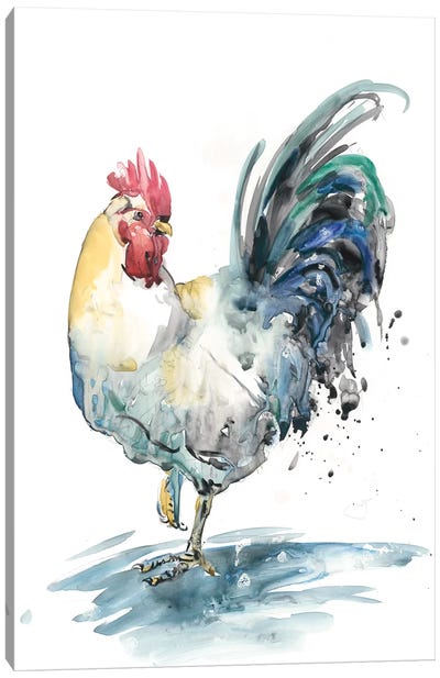 Rooster Splash I Canvas Art Print - Chicken & Rooster Art
