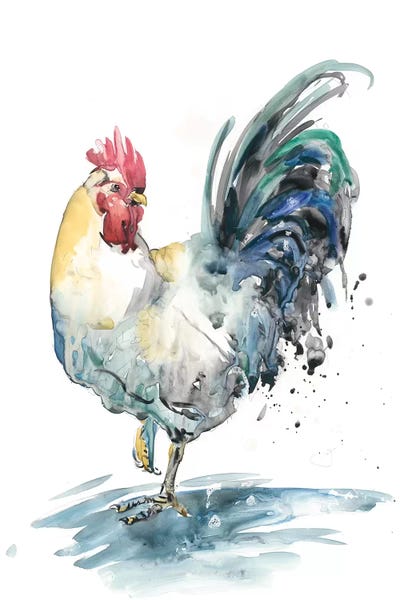 Chickens & Roosters: Rooster Splash I by Melissa Wang