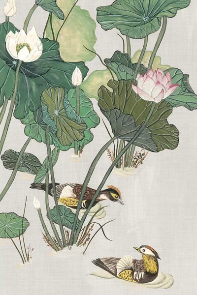 Vintage Botanical Illustrations: Lotus Pond I by Melissa Wang