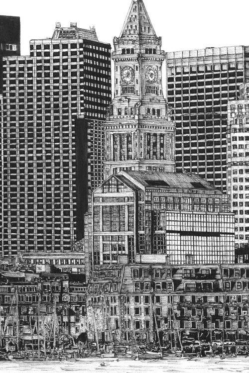 Boston Cityscape in Black & White