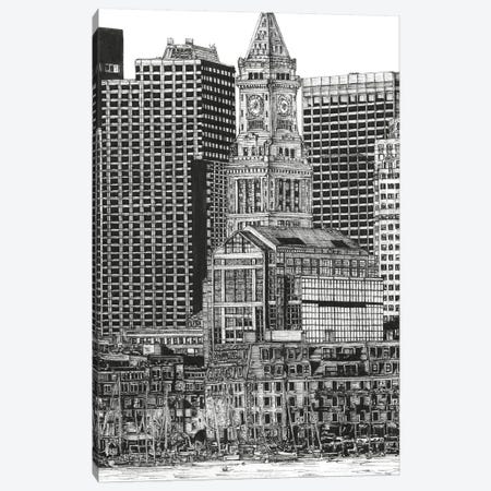 Boston Cityscape in Black & White Canvas Print #WNG395} by Melissa Wang Art Print