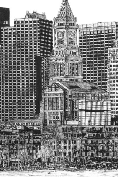 Towers: Boston Cityscape in Black & White by Melissa Wang