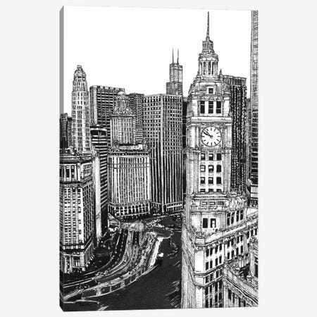 Chicago Cityscape in Black & White Canvas Print #WNG396} by Melissa Wang Canvas Art Print