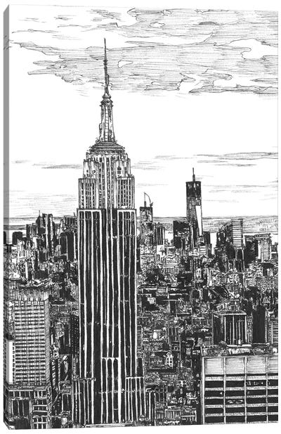 NYC Cityscape in Black & White Canvas Art Print - Melissa Wang