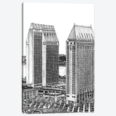 San Diego Cityscape in Black & White Canvas Print #WNG401} by Melissa Wang Canvas Artwork