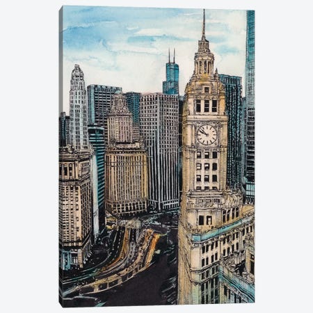 Chicago Cityscape Canvas Print #WNG449} by Melissa Wang Canvas Art